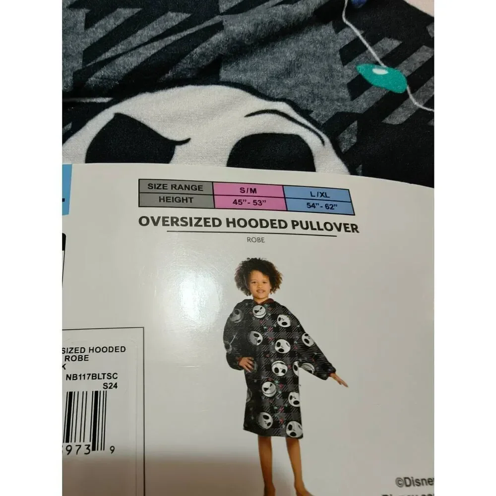 Nightmare Before Christmas Kids Oversized Hooded Pullover Robe Size L/XL NEW